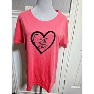 Womens BEST MOM EVER Kahons Earthly Pink Rose Tee Shirt Top Size L NEW